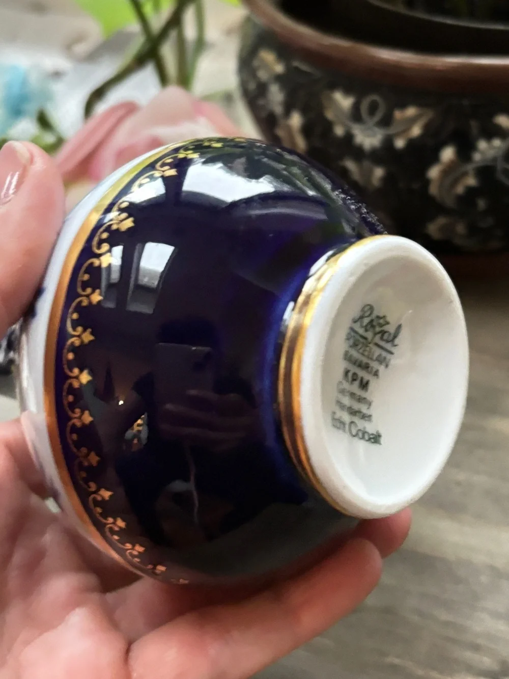 Vintage Cobalt Vase with Gold Accents, Royal Porzellan Bavaria KPM